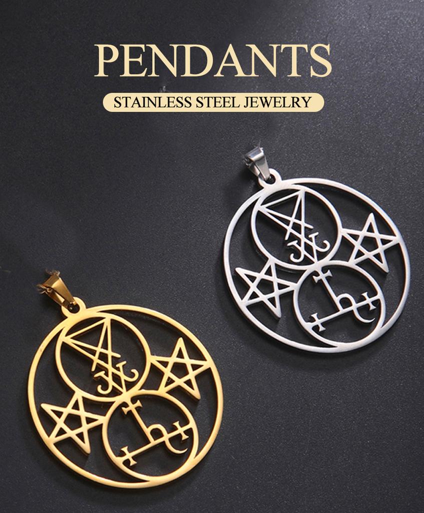 Dawapara Lilith Sigil Pendant Solomon Demon Seal Marbas Pagan Amulet Mythology Stainless Steel Charms for Jewelry Making