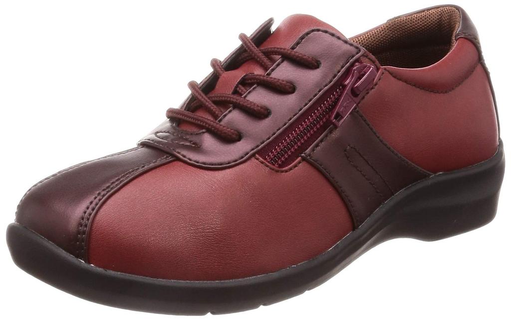 Moonstar EVE195 4E Wide Zipper Size Cm Women's Sneakers, Red, C, 21.5