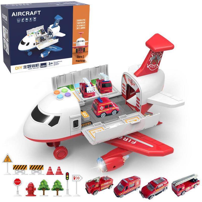 Children's Inertial Toy Car Set with Airplane and Music