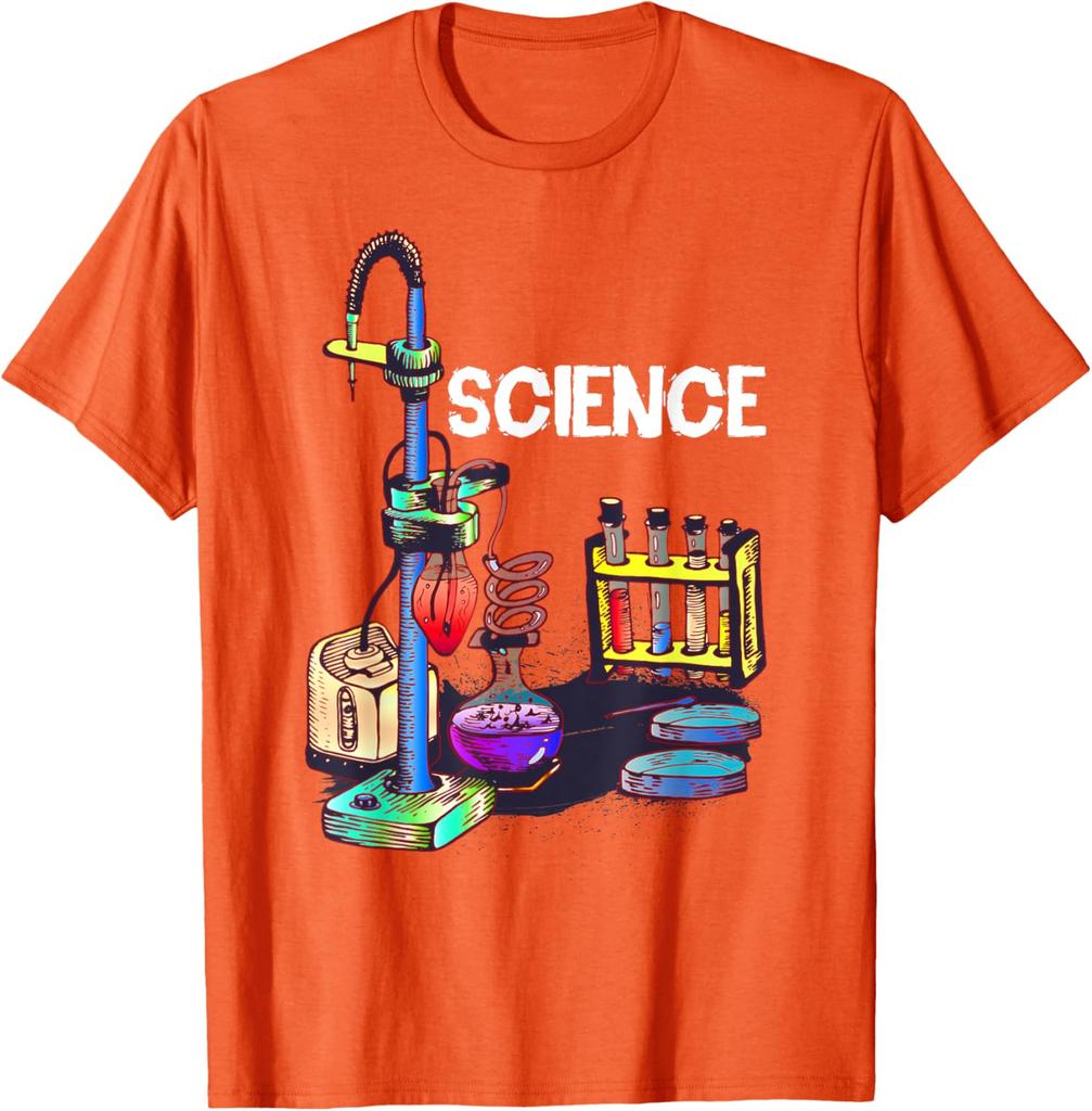 Science Laboratory Chemistry Glassware Graphic TShirt Casual Cotton Short Sleeve Tee for Science Lovers