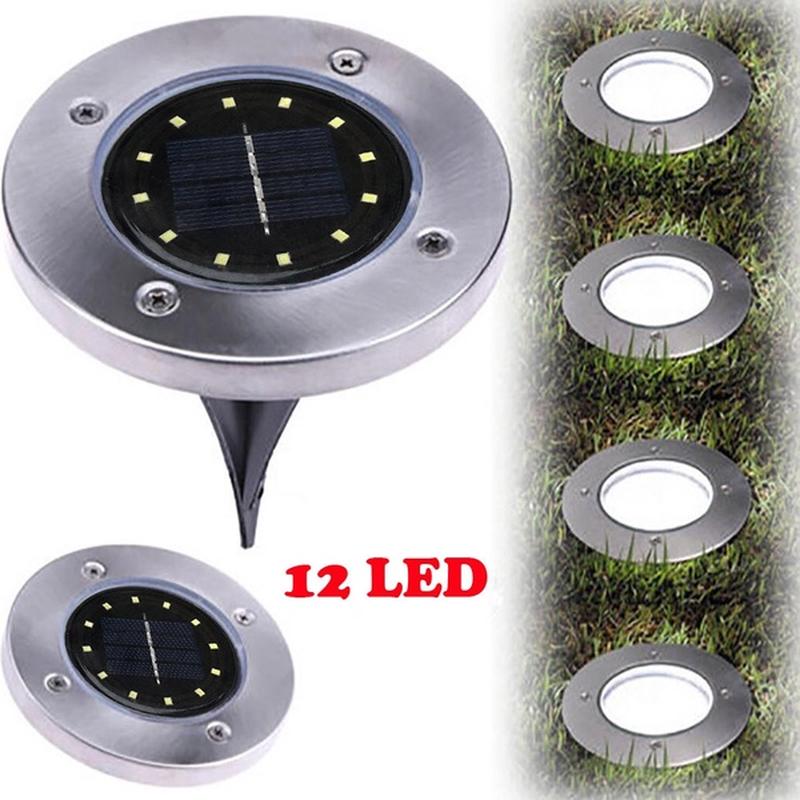 1pcs 12-LED Solar Power Buried Light Under Ground Lamp Outdoor Path Way Garden Decking Warm White Light Lawn Lamp