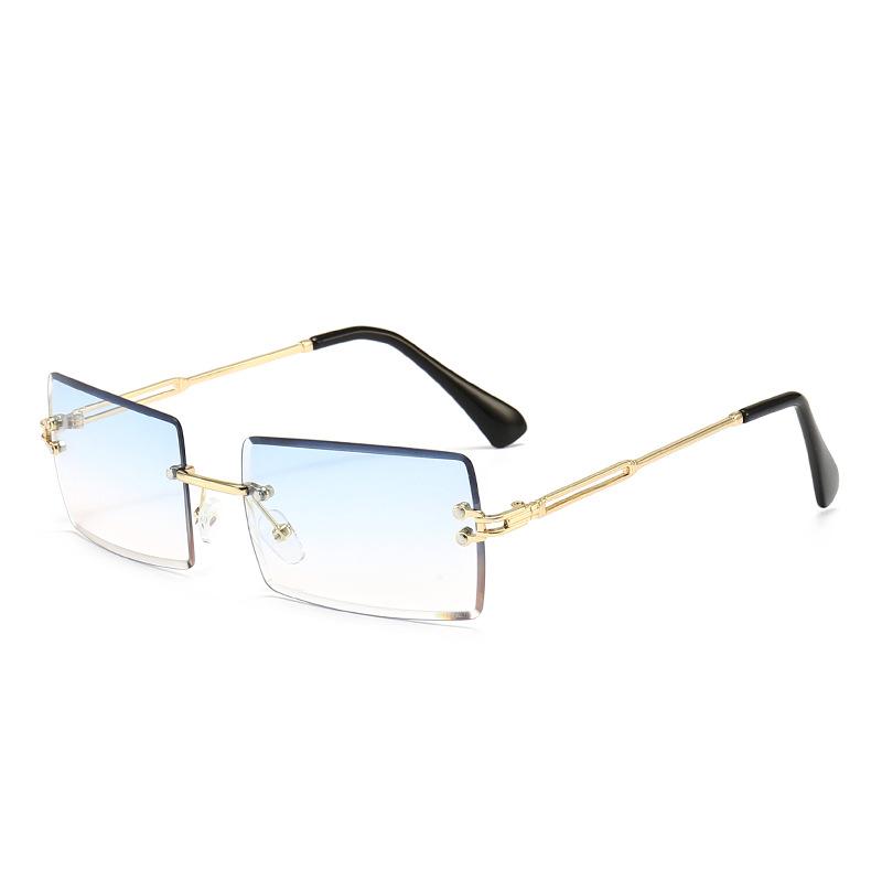 Classic Fashion Latest Sun Shades No-Rim Frameless Rectangle Shades Gradient Uv400 Square Sun Eyewear For Women Sunglasses