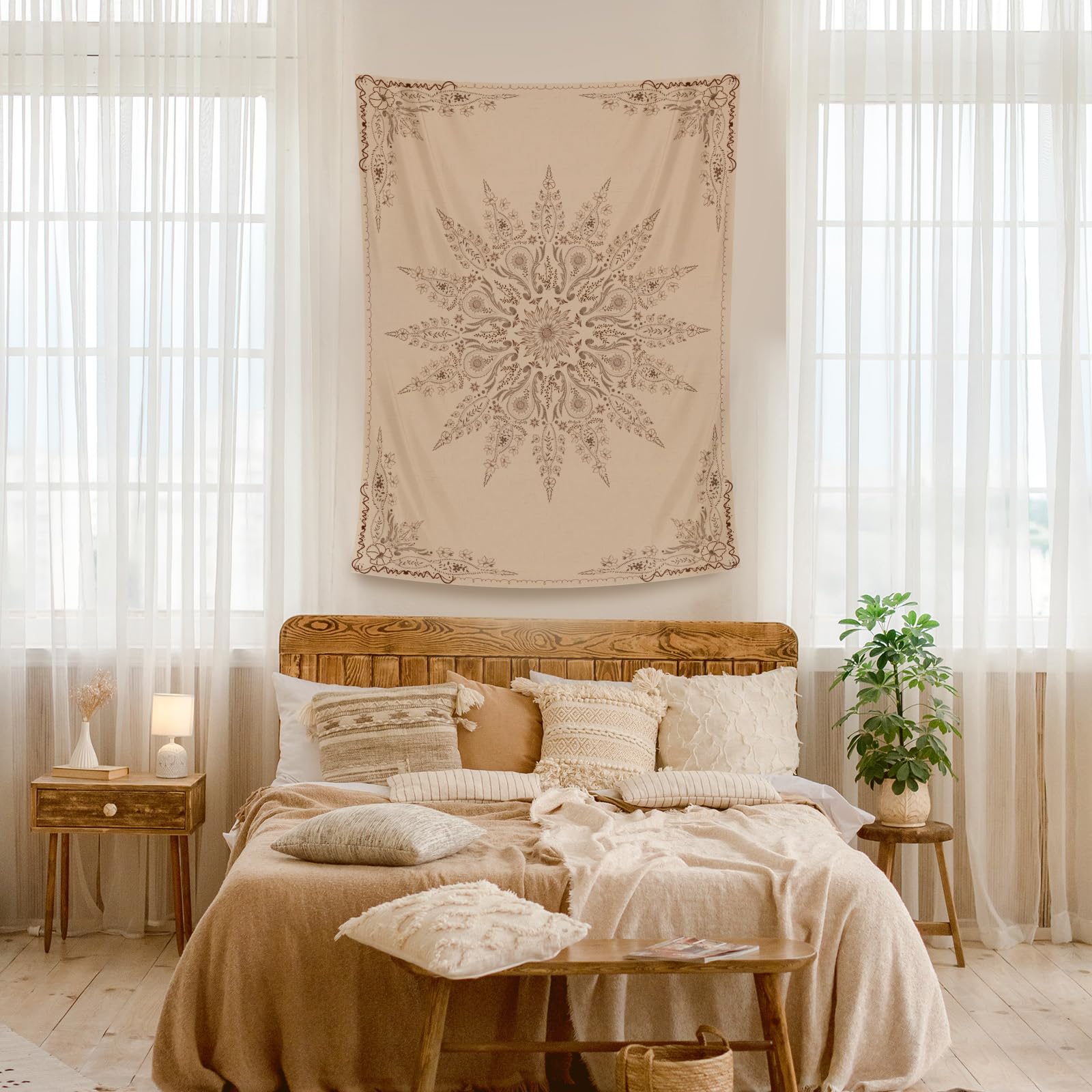 

VIKAMA BohemianStyle Tapestry a Bedroom Bedside Decoration With Exquisite Patterns Creates a Warm And Artistic Atmosphere 74x94cm(29x37in)