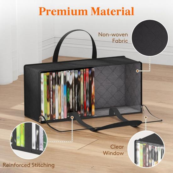 Book Storage Bag with Handle Zipper Closure Large Capacity Transparent