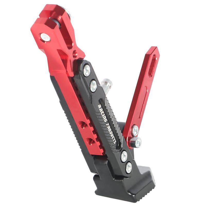 Motorcycle Red Universal Foot Side Bracket Adjustable CNC Aluminum Alloy Support Stand Tripod Holder