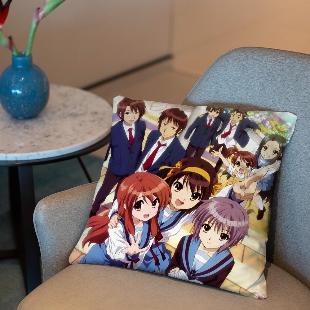 The Melancholy of Haruhi Suzumiya Cushion Cover 2-in-1 Reversible Plush Pillow Cover | Car/Sofa/Bed | Perfect Gift