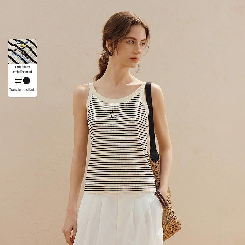 INMAN Women s Halterneck Striped Knit Camisole S