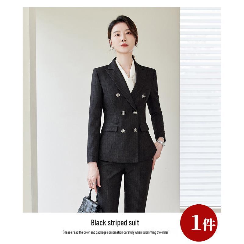 Elegant Women's Slim Fit Black Suit Set for Business and Commute - 2024 Spring/Autumn Collection