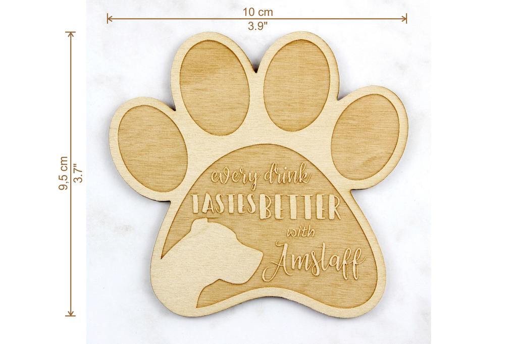 American Staffordshire Terrier, Amstaff - Mug coaster, engraved coaster with dog, gift for dog lover by Art-Dog brand