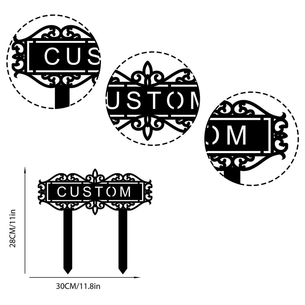 Metal Garden Sign Stake, Flower Yard Decor, Personalized Name Stake, Outdoor Garden Ornament