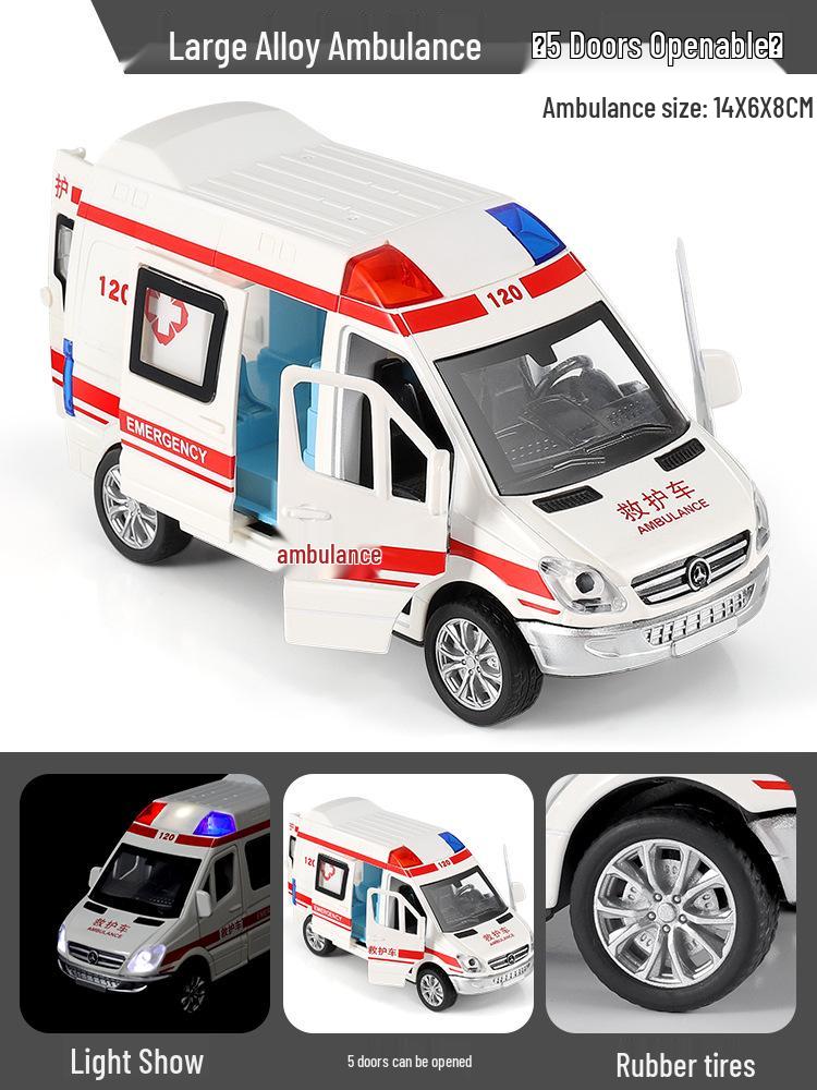 Multifunctional Alloy Police Car and Ambulance Toy with Sound and Light