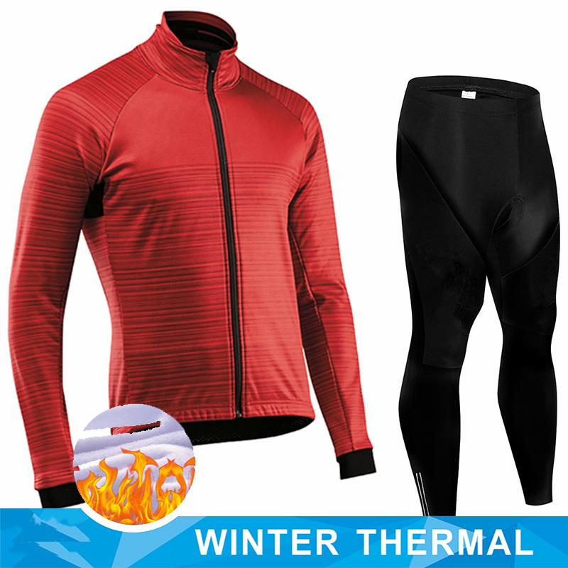 Men 2026 Winter Velvet Warm Cycling Clothing Suit Set Thermal Fleece Bicycle Jersey Set MTB Warm Bike Jersey Set Ropa