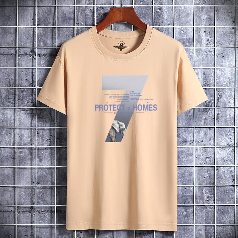 Men Short-sleeved T-shirt Cotton Summer Round Neck Shirt Korean Version of Loose Bottoming Sports T-Shirt