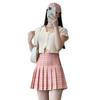 Spring 2025 Women's High Waist Plaid Pleated Skirt - Black A-Line Slimming College Style