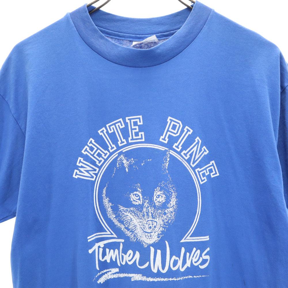 HANES 90s Print Short Sleeve Single Stitch T-shirt L Blue Old Vintage Men's Used