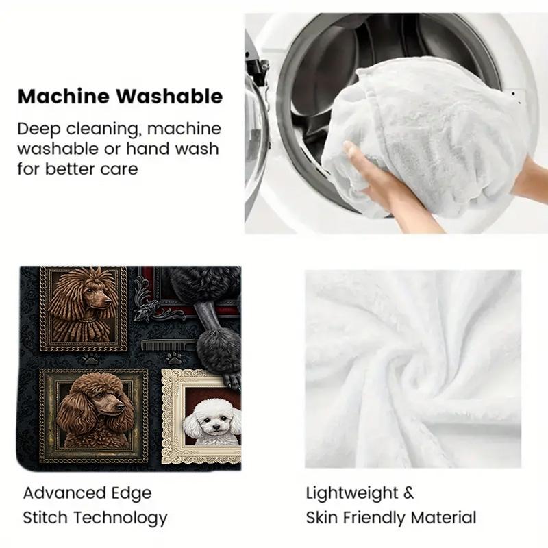 Poodle Portrait Gallery 2D Flat Pattern Flannel Blanket, High quality All Seasons, Home Decor, Warmth and Comfort, Perfect for Christmas Gifts.