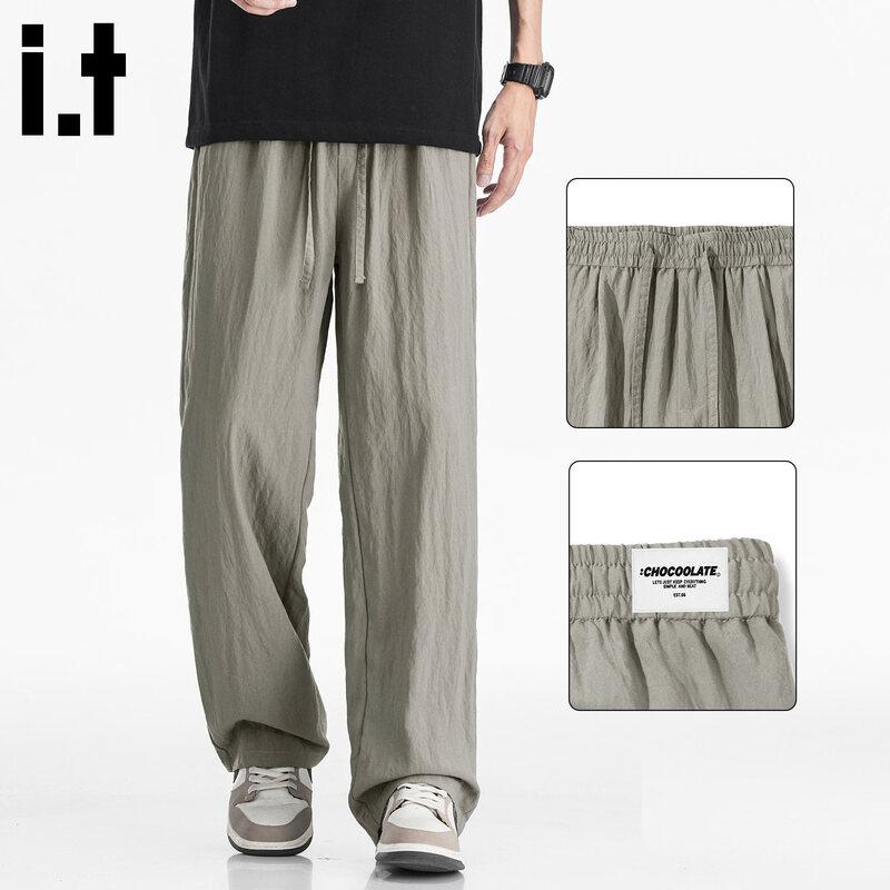 Men s Linen Blend Cool-Feel Casual Straight-Leg Pants 4XL
