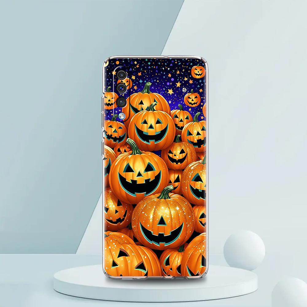 Transparent Phone Case for Samsung Galaxy A16 A14 A12 A22 A24 A42 A03S A06 A20 A30 A40 Soft TPU Cover Halloween Pumpkin Pattern
