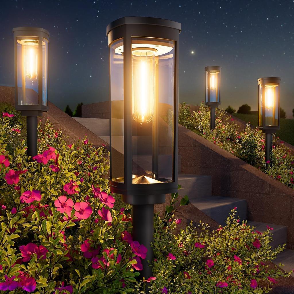 BITPOTT Solar Outdoor Automatic Garden Lights of IP65 3 Garden Path Suitable for Flower and Landscapes Lights, On/Off, (Set 8), Waterproof, Stylish,