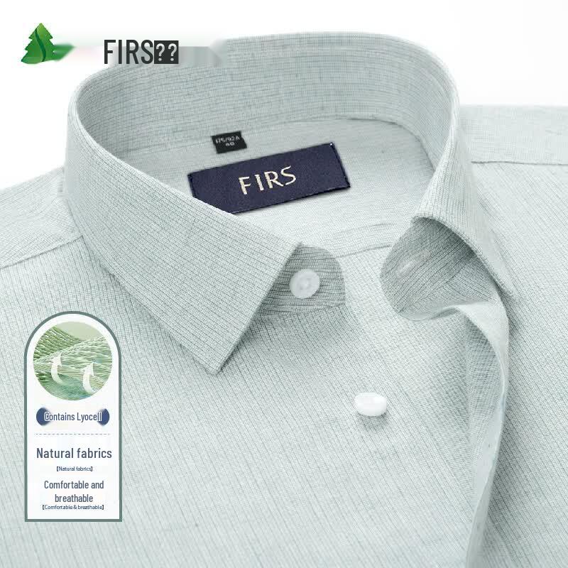 Мужская рубашка с коротким рукавом FIRS из тенселя и льна 41 зеленый плед