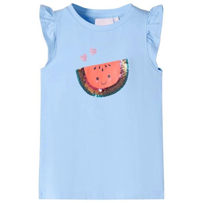 T-shirt enfants manches à volants bleu clair 92/104/116/128/140