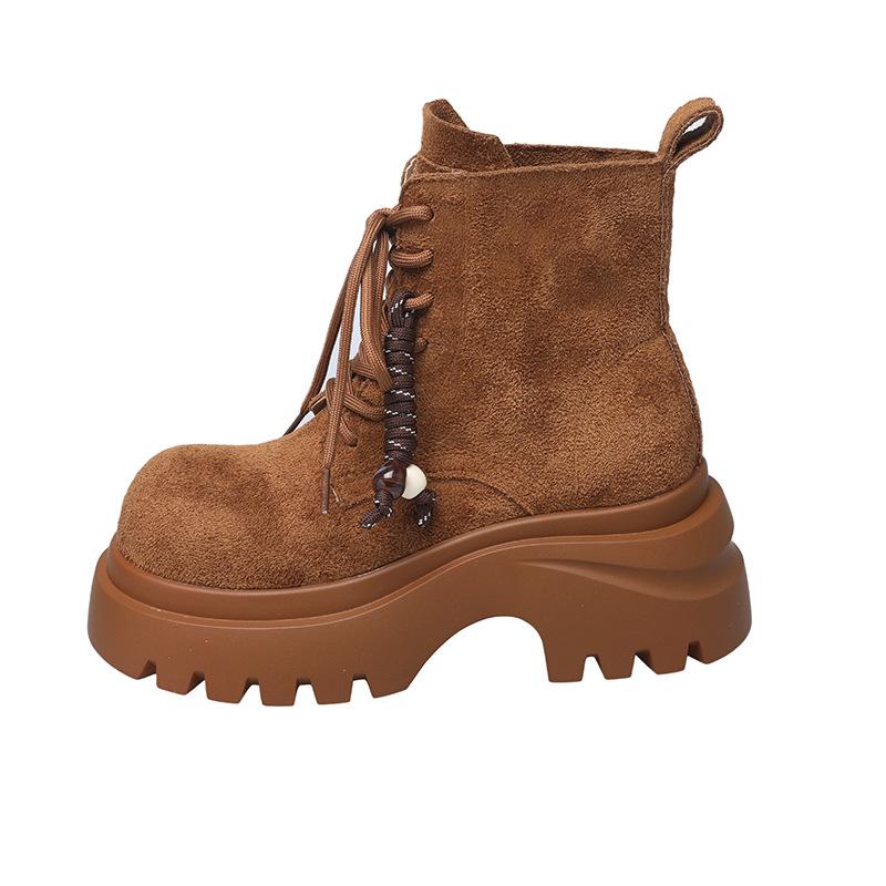 2025 new autumn and winter matte Martin boots star with the same versatile lace-up fashion foreign casual women's shoes