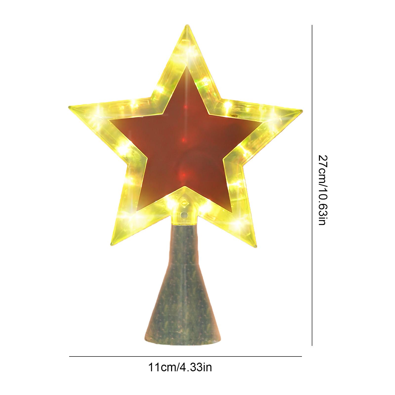 Christmas Tree Star Topper with Lights & Music Plastic Star Christmas Tree Topper Holiday Winter Party Supplies Xmas Tree Topper