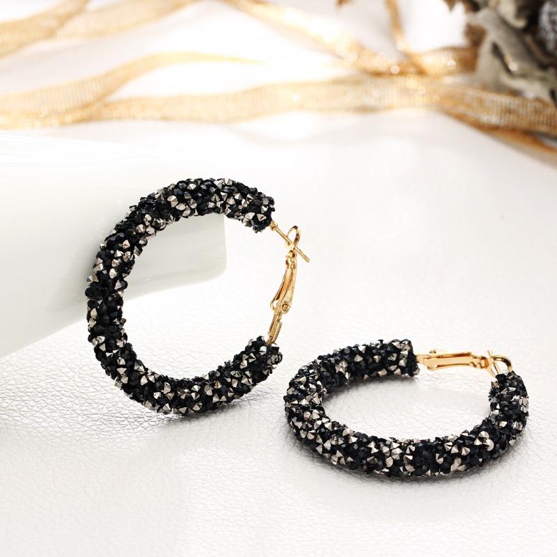 Fashion Geometric Broken Diamond Round Earrings Exaggerated Full Diamond Circle Crystal Earrings Women Elegant Jewelry Earring
