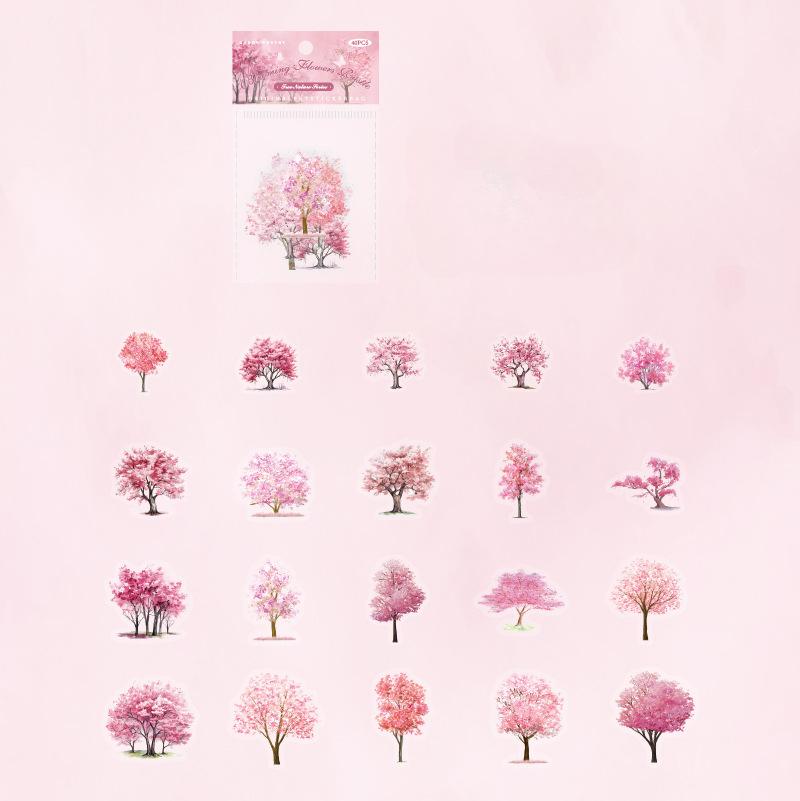 

40шт/уп Природа Кольорове дерево ПЕТ наклейки DIY Скрапбукінг Колаж Щоденник Декор Канцтовари Альбом Матеріали Наклейки рожевий