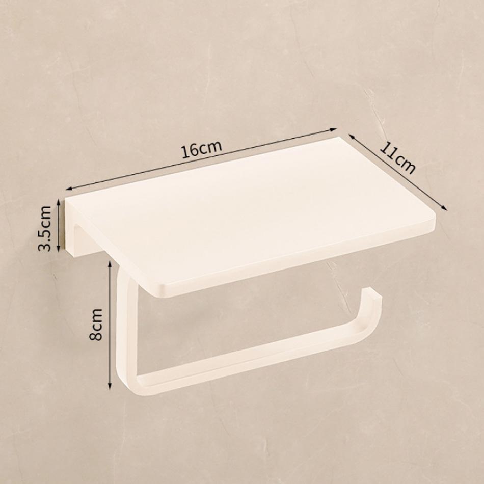 Paper Holder with Shelf Black Grey White Aluminum Bathroom Kitchen WC Paper Roll Rack with Phone Shelves Storage Tissue Holder