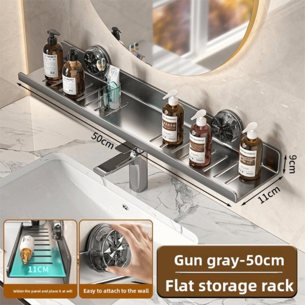 Wall Mounted Suction Cup Storage Shelf Waterproof Washbasin Countertop Shelves  Makeup