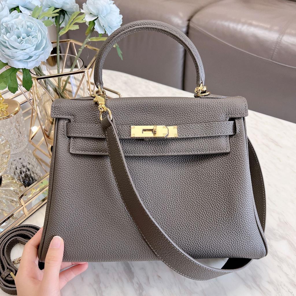New Style Real Leather Warm Bag High-end Texture Togo Top Layer Cowhide Wide Strap With Single Strap Decoration Women's Bag Handbag