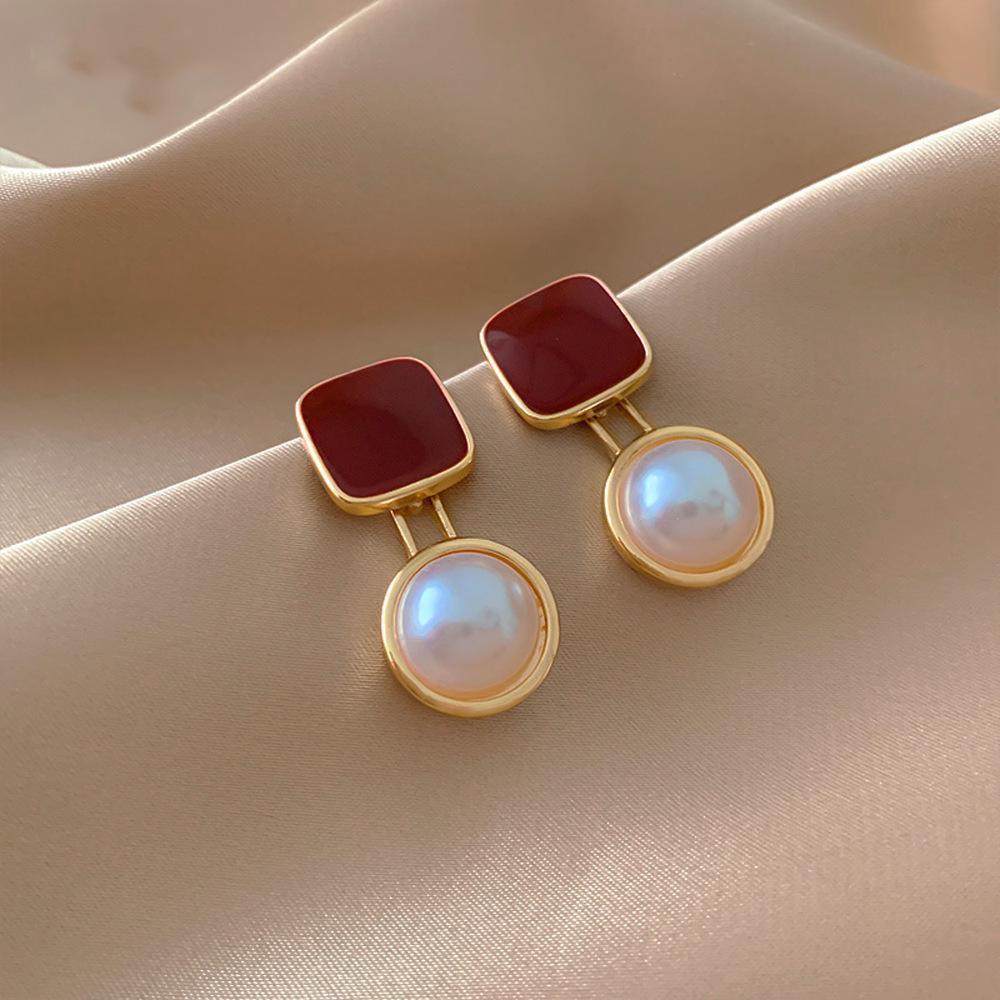 Elegant Angora Red Heart Earrings: Real Gold Electroplated with Diamonds - Perfect for Festive Occasions