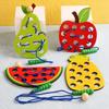 1Set Children's Fun Montessori Fruits Threading Toys Hand Eye Coordination Training Teaching  Aid  Board Game Educational Toys
