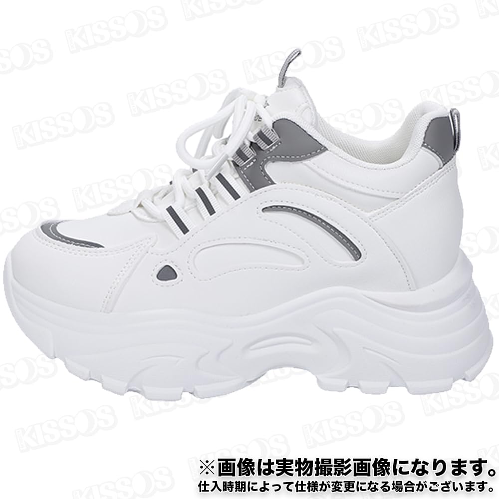 KISSOS Platform Sneakers with Perfect for and Outdoor Activities Size Women's Heels, Sports, Walking, Running, (Gray, 24.0cm (38))