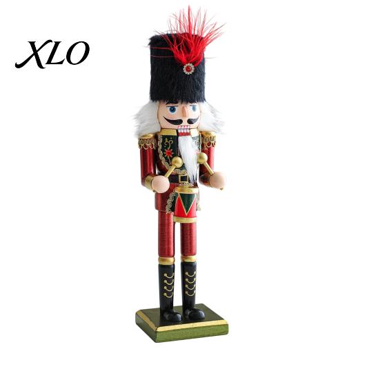 Festival Party Ornament Wooden Nutcracker Soldier Figurine, Handcrafted Solid Wood Christmas Tabletop Holiday Gift for Desk And Bookshelf Decor,