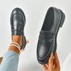 Fashion Women' S Fashion Pointed Toe Pu Leather Loafers Retro Thick Sole Square Pumps for Ladies 2025 Outwear Platform Shoes Mujer