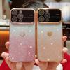 Luxury Plating Heart Love Bumper Flash Gradual Phone Case For iPhone 14 13 12 11 Pro Max Lens Protector On 14 Plus Glitter Cover