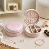 Velvet Travel Jewelry Case Round Mini Portable Jewelry Storage Ring Jewelry Box  Storage Use