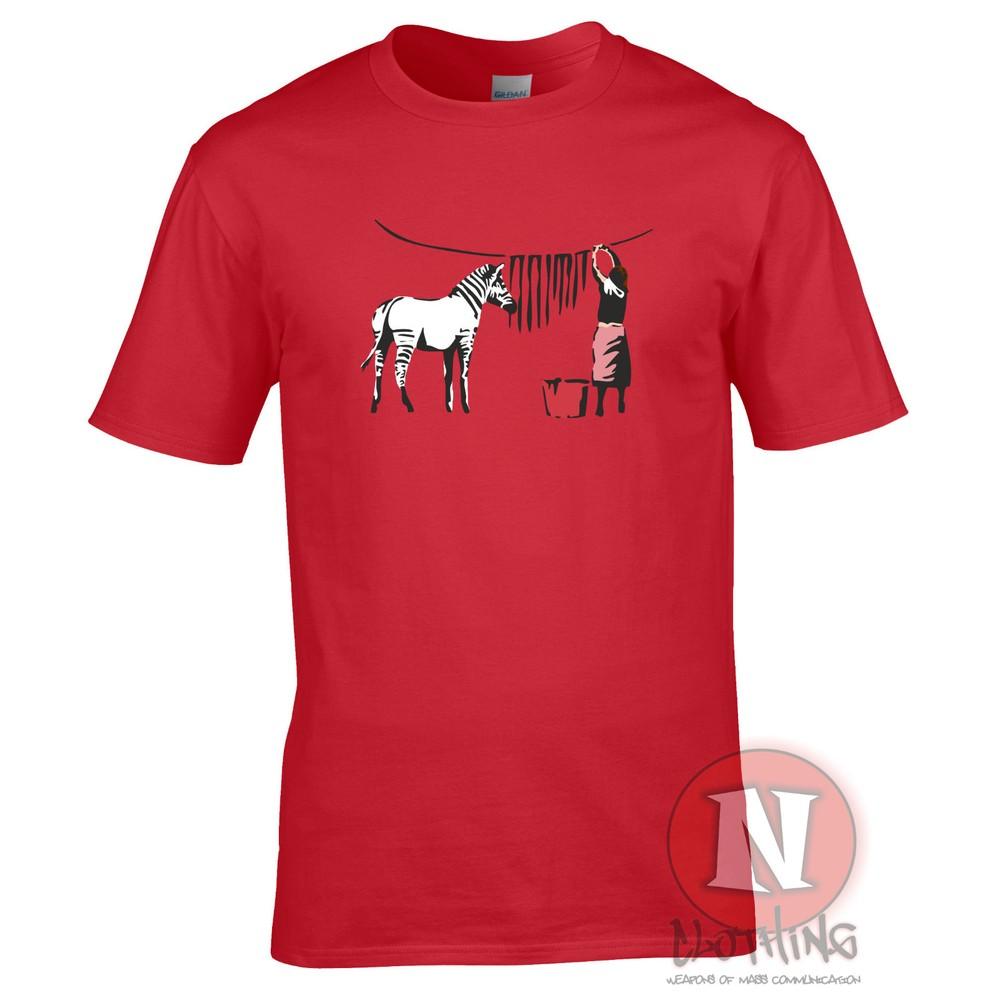Banksy Zebra Wash TShirt Street Art Graffiti Design Print Colourful Funny Tee S