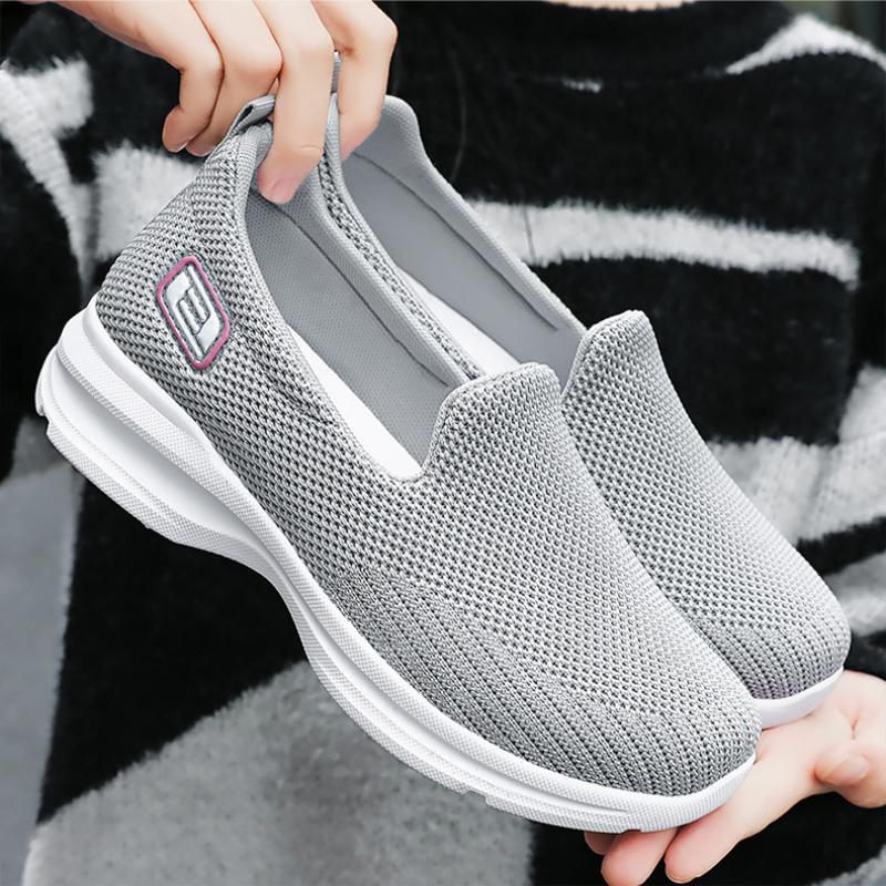 Summer Cloth Shoes, Single Shoes, Shallow Mouth Casual Shoes, Middle-aged and Elderly Solid Color Mother's Shoes