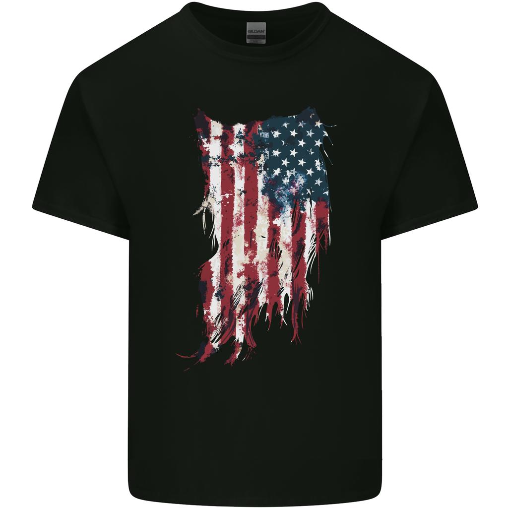Distressed American Stars Stripes Flag Usa Unisexs Light Cotton Tshirt