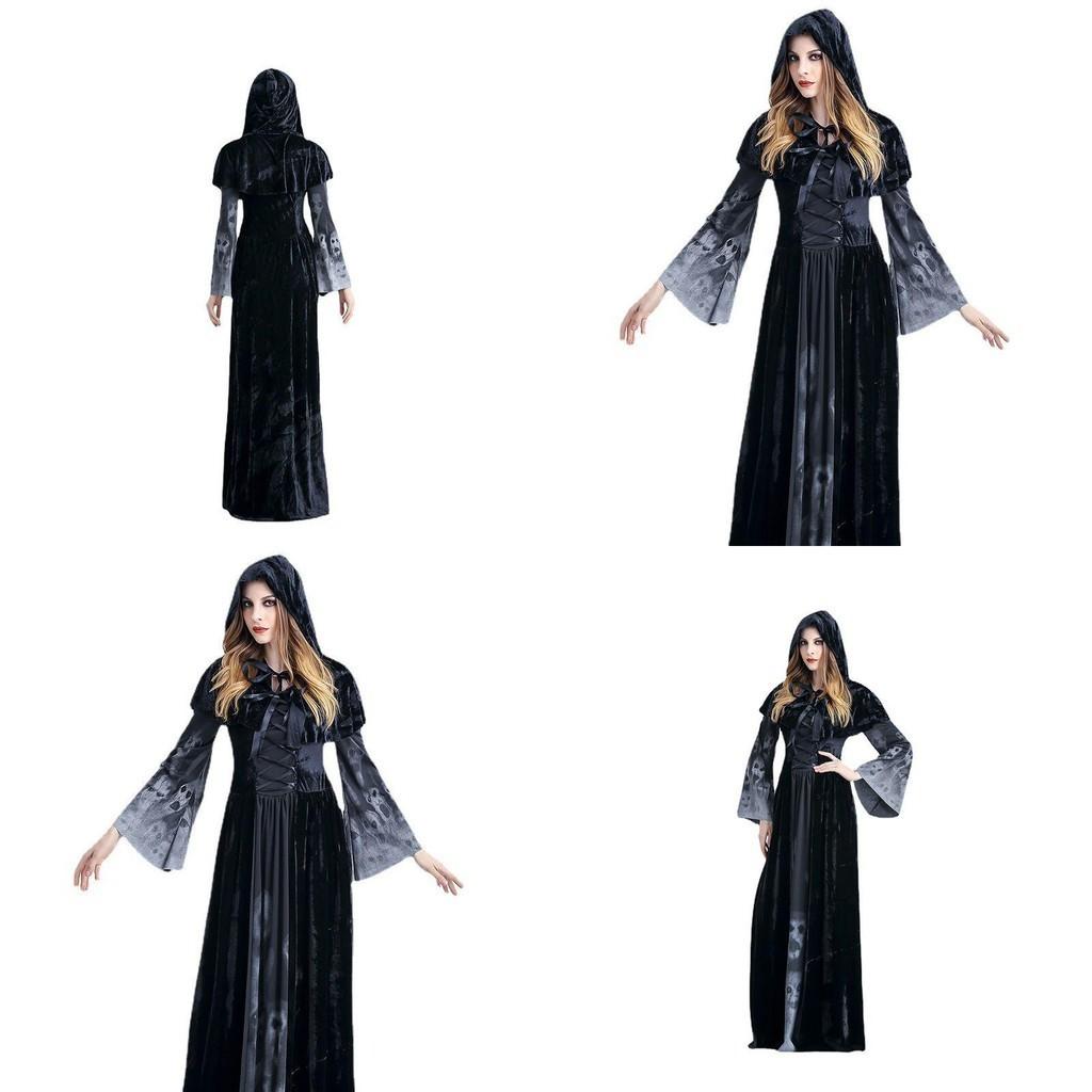 Enchanting Halloween Vampire Long Dress For Witches Perfect For Role-playing Events