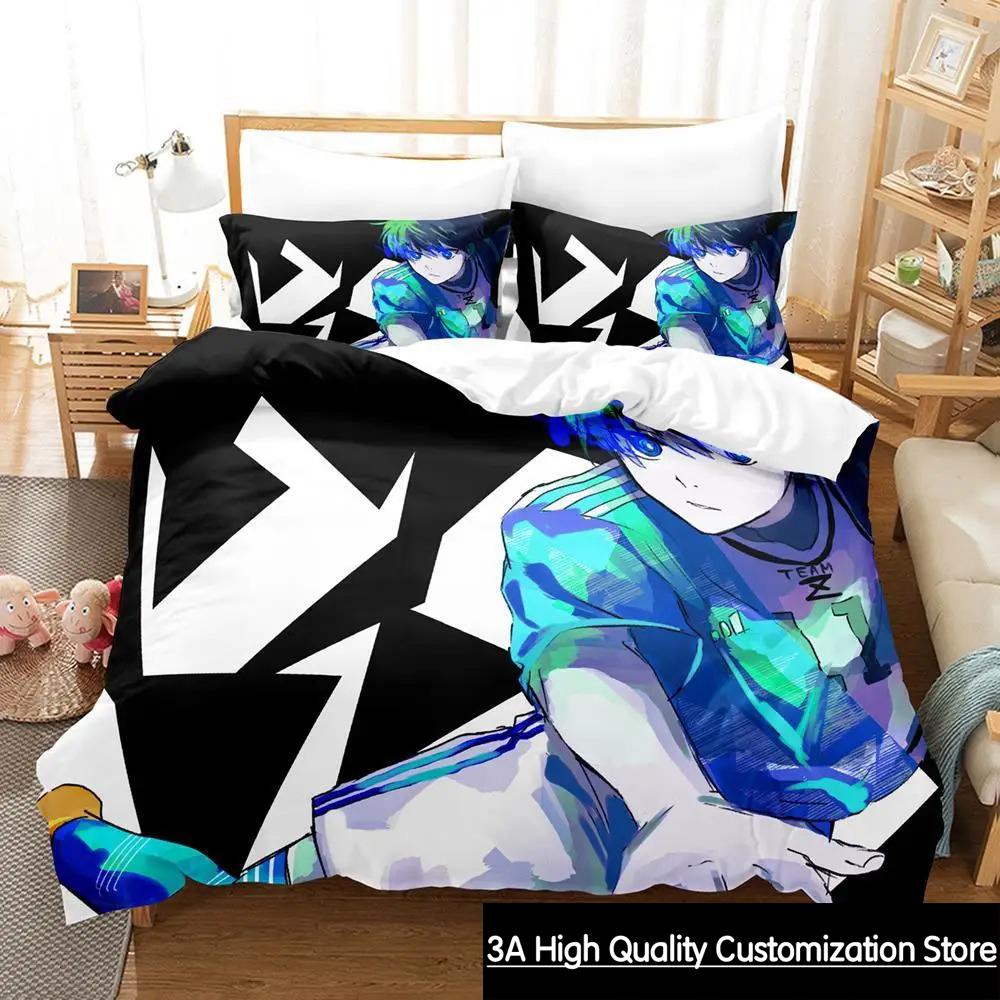 2023 New Blue Lock Bedding Set Cartoon Anime three-piece set Adult Boys Bedroom Duvetcover Sets 3D Kawaii colcha de verano cama