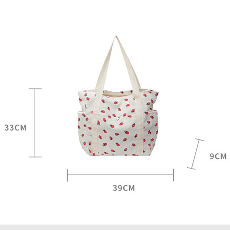 Strawberries Corduroy Handbag Sweet Women's Bag Fashionable Versatile Shoulder Bag Beautiful Simple Commuter Women's Tote Shopping Bags