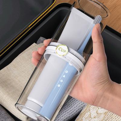 2-in-1 Reise Zahnbürstenhalter Becher 2-in-1 Wasch- Aufbewahrungs Transparentes Design Geeignet für Schulausflug Camping