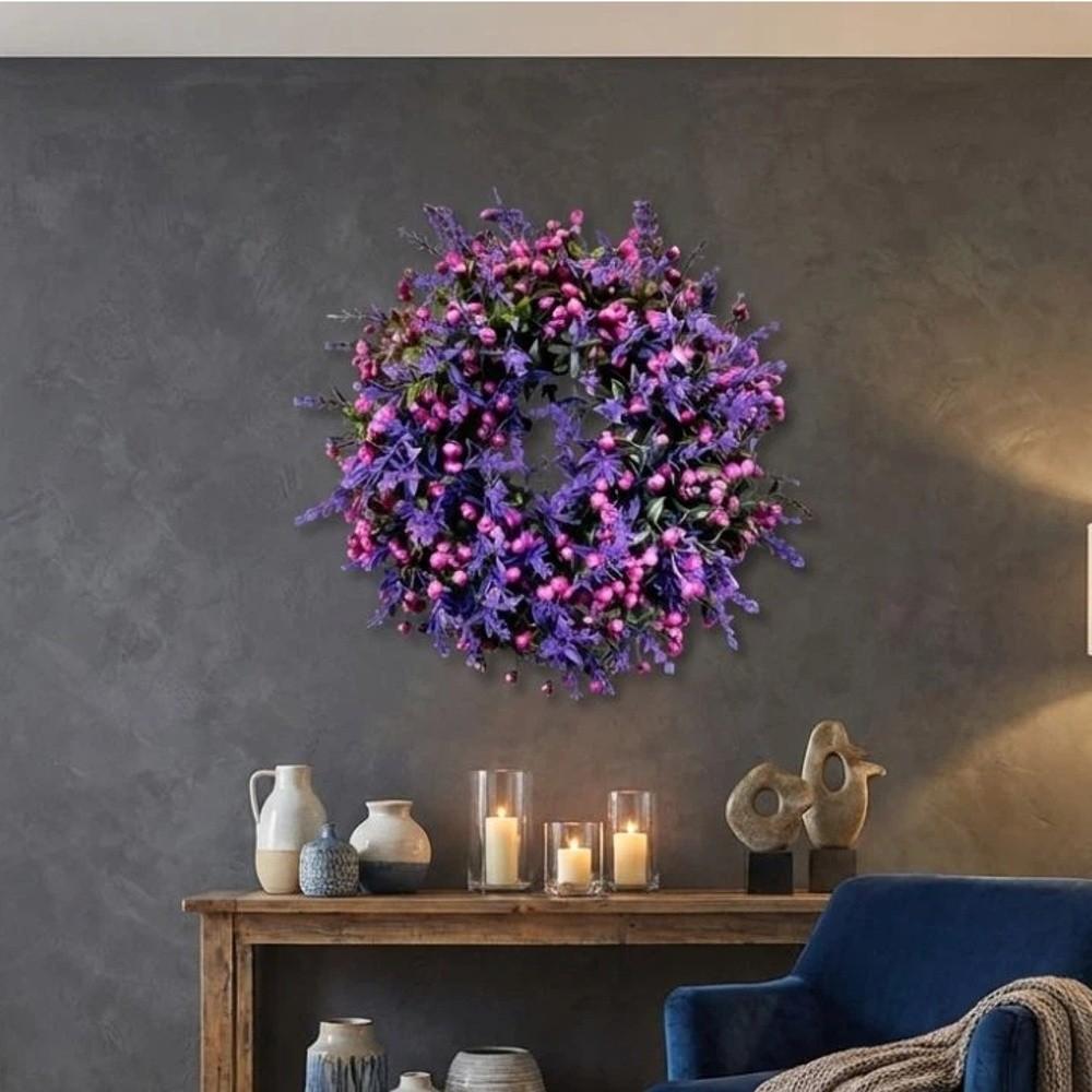Simulated Plant Lavender Floral Wreath Plastic Front Gate Wreath  Home Decoration
