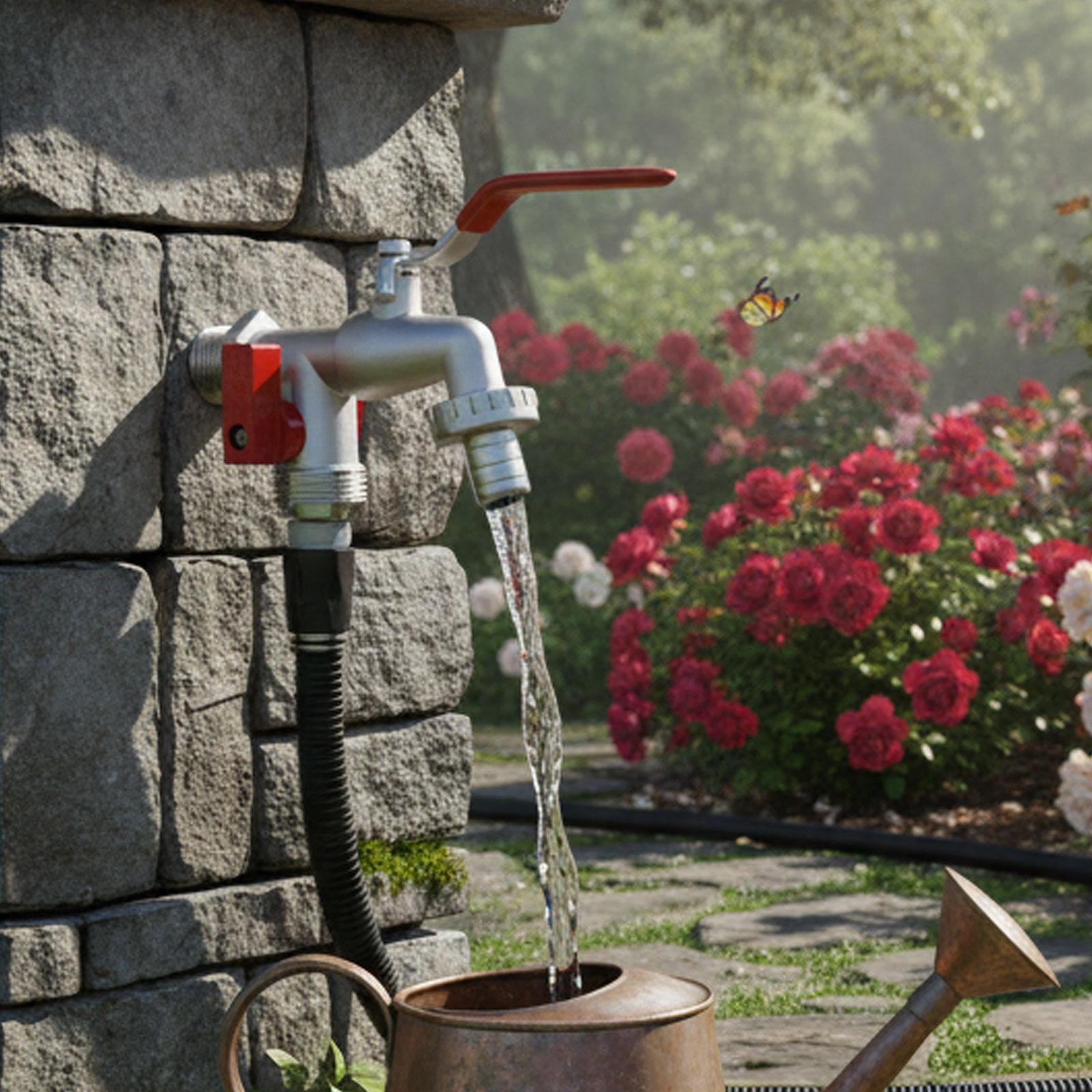 

-Way Garden Tap, Watering Tap with Double Connection, Suitable for Outdoor Washing, Terrace Style B