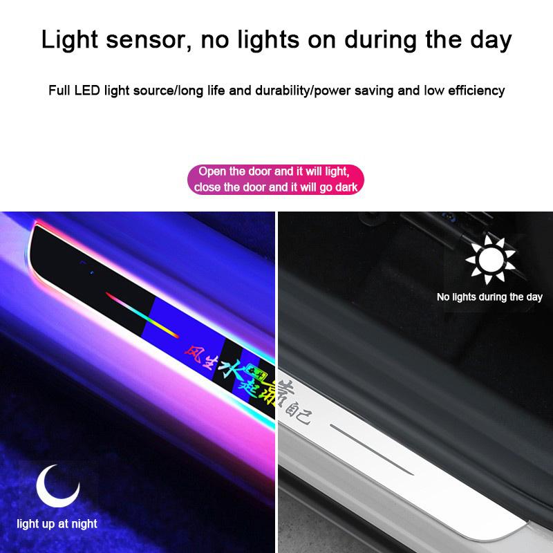 4pcs Customized Car Glows Welcome Door Sill Strip Light Threshold Lamp Welcome Scuff Plate Pedal Light Ambient Light Illuminated