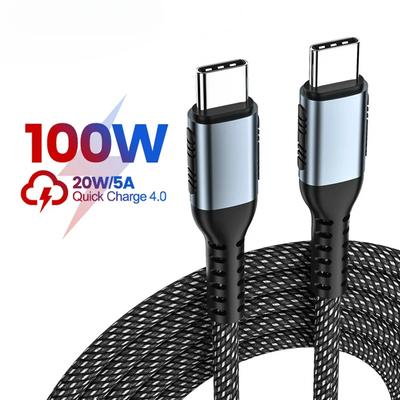 USB C To USB Type C Cable for MacBook Quick Charge 4.0 PD 100W 5A Fast Charging for Samsung Xiaomi 10 Charge Cable 1/2M